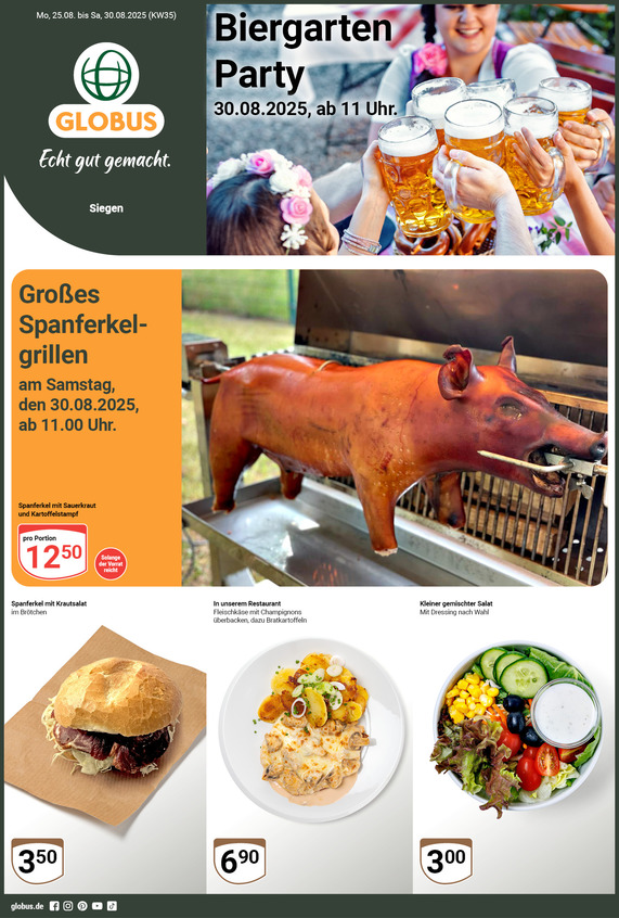Aktuelles Werbeprospekt von GLOBUS mit Angeboten vom 25.08.2025 bis 30.08.2025