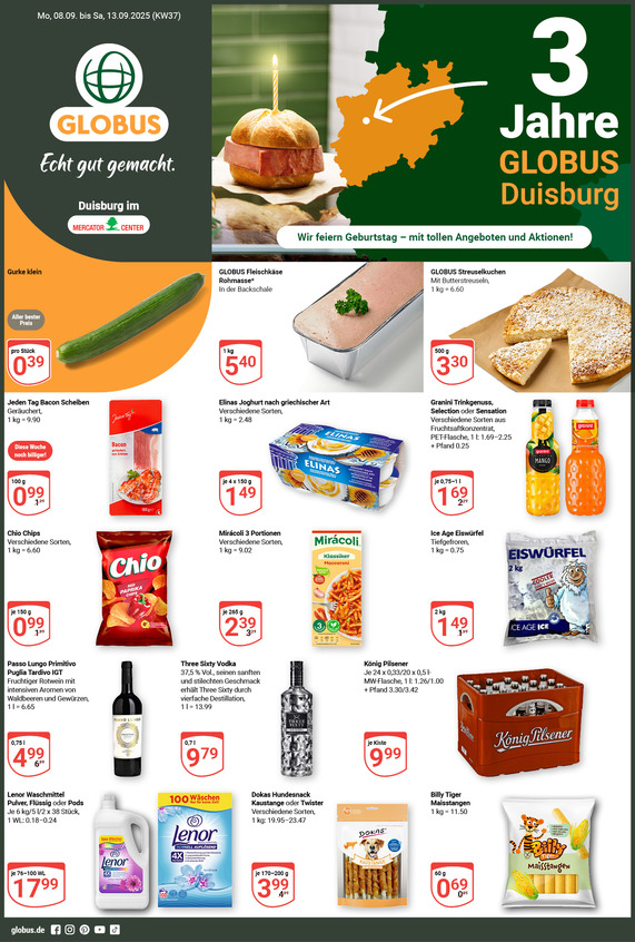 Aktuelles Werbeprospekt von GLOBUS mit Angeboten vom 08.09.2025 bis 13.09.2025