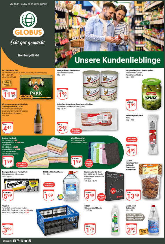 Kommendes Werbeprospekt von GLOBUS mit Angeboten vom 15.09.2025 bis 20.09.2025