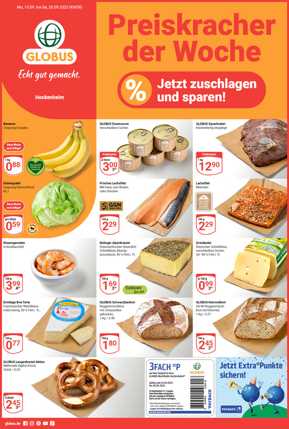 Kommendes Werbeprospekt von GLOBUS mit Angeboten vom 15.09.2025 bis 20.09.2025