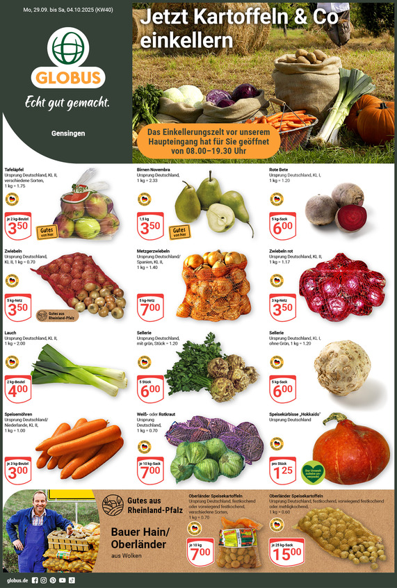 Aktuelles Werbeprospekt von GLOBUS mit Angeboten vom 29.09.2025 bis 04.10.2025