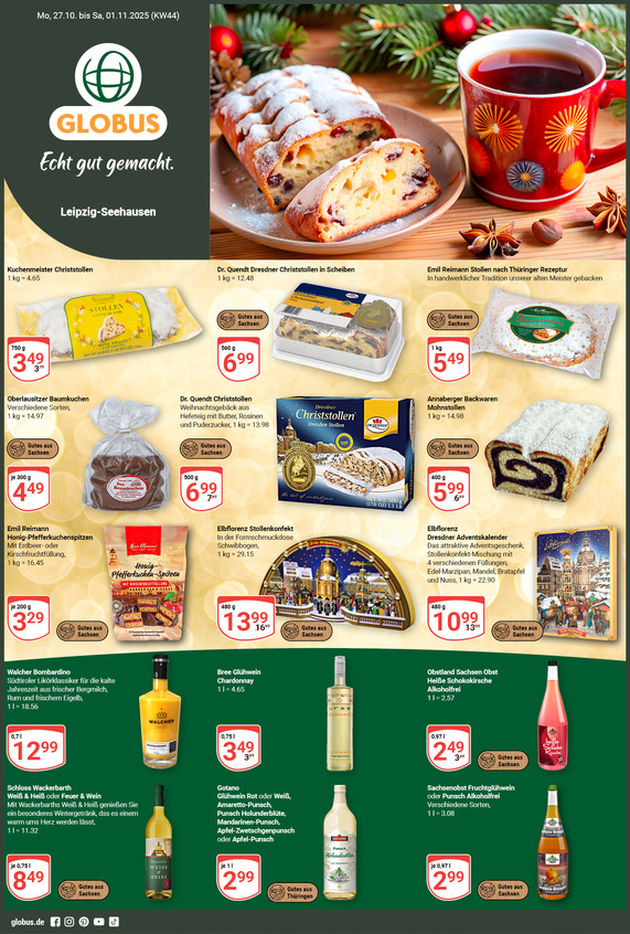 Aktuelles Werbeprospekt von GLOBUS mit Angeboten vom 27.10.2025 bis 01.11.2025