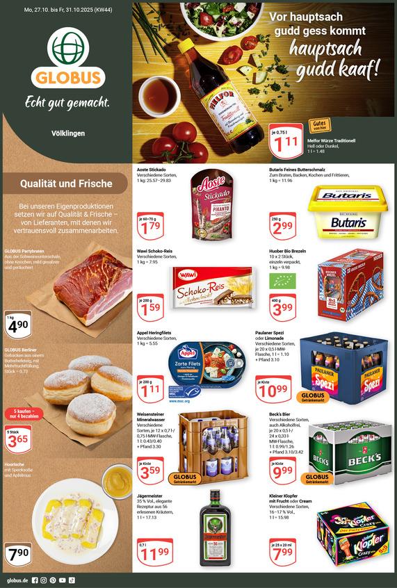 Aktuelles Werbeprospekt von GLOBUS mit Angeboten vom 27.10.2025 bis 01.11.2025