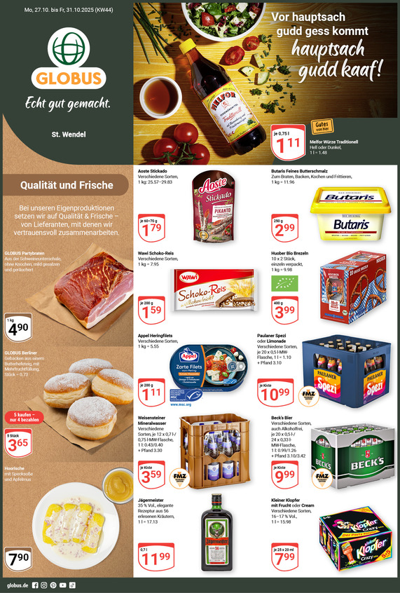 Aktuelles Werbeprospekt von GLOBUS mit Angeboten vom 27.10.2025 bis 01.11.2025