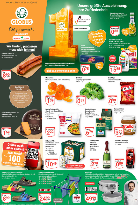 Kommendes Werbeprospekt von GLOBUS mit Angeboten vom 03.11.2025 bis 08.11.2025