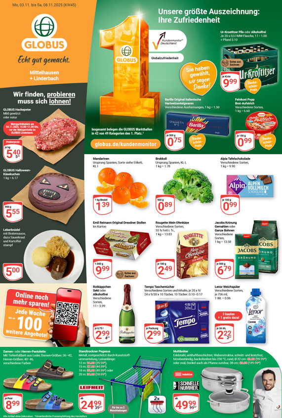 Aktuelles Werbeprospekt von GLOBUS mit Angeboten vom 03.11.2025 bis 08.11.2025