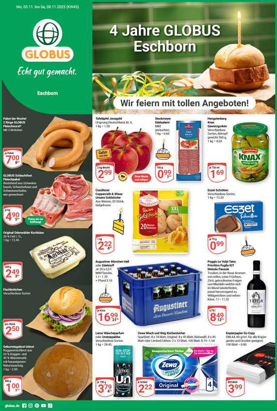 Kommendes Werbeprospekt von GLOBUS mit Angeboten vom 03.11.2025 bis 08.11.2025