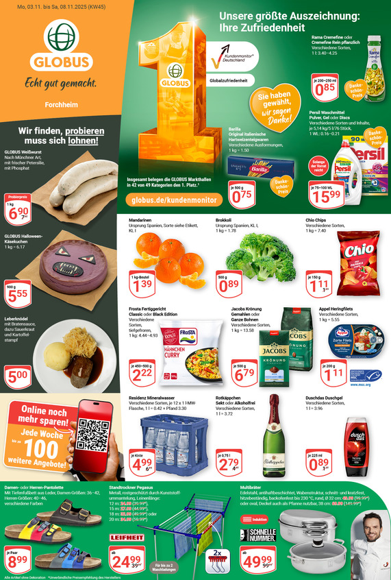 Aktuelles Werbeprospekt von GLOBUS mit Angeboten vom 03.11.2025 bis 08.11.2025