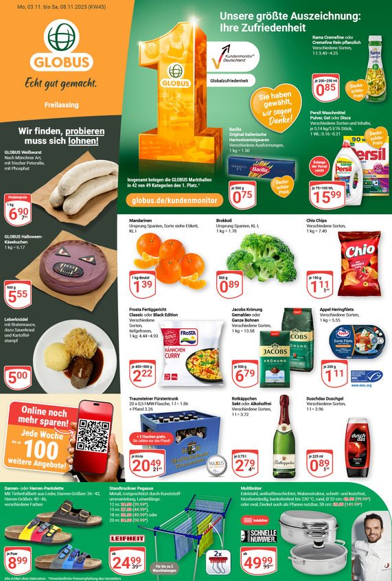 Aktuelles Werbeprospekt von GLOBUS mit Angeboten vom 03.11.2025 bis 08.11.2025