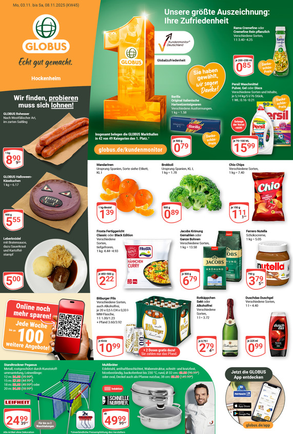 Aktuelles Werbeprospekt von GLOBUS mit Angeboten vom 03.11.2025 bis 08.11.2025