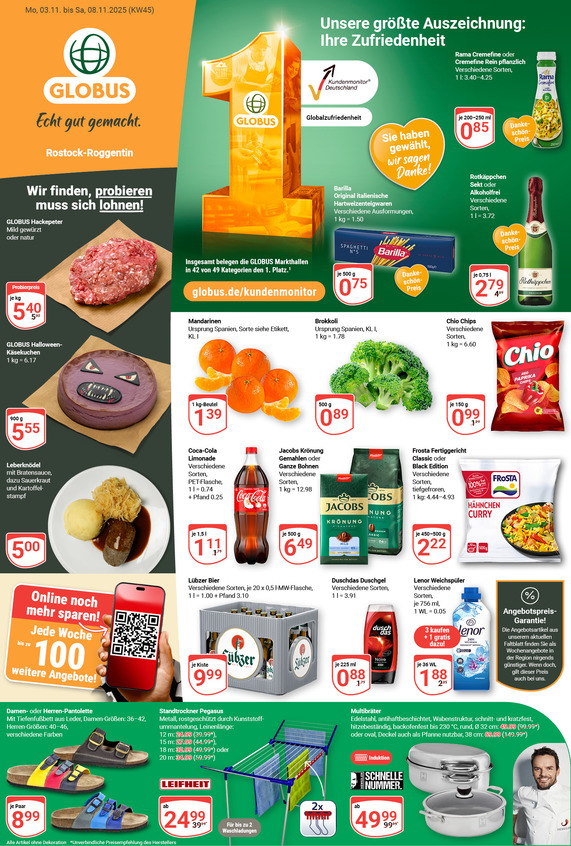 Aktuelles Werbeprospekt von GLOBUS mit Angeboten vom 03.11.2025 bis 08.11.2025