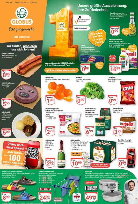 Kommendes Werbeprospekt von GLOBUS mit Angeboten vom 03.11.2025 bis 08.11.2025