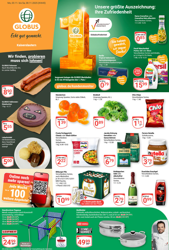 Kommendes Werbeprospekt von GLOBUS mit Angeboten vom 03.11.2025 bis 08.11.2025