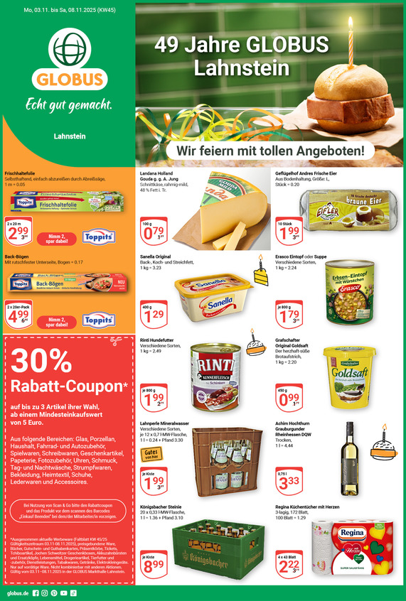 Kommendes Werbeprospekt von GLOBUS mit Angeboten vom 03.11.2025 bis 08.11.2025