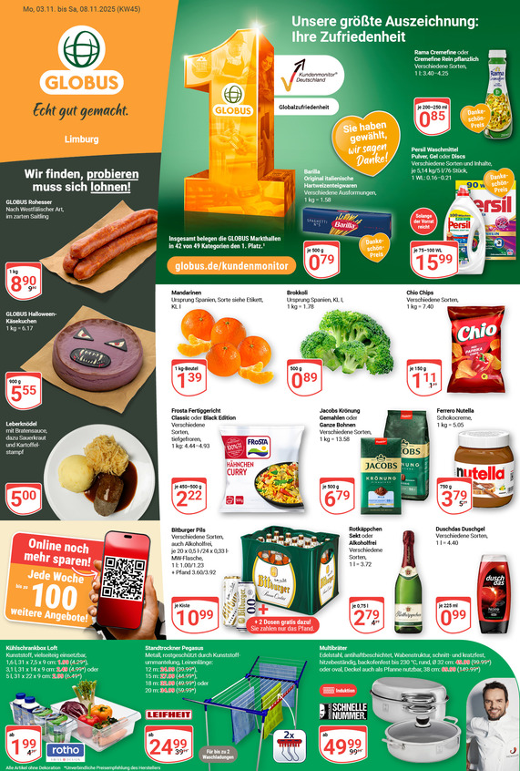 Kommendes Werbeprospekt von GLOBUS mit Angeboten vom 03.11.2025 bis 08.11.2025