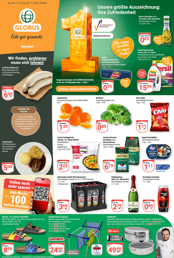 Aktuelles Werbeprospekt von GLOBUS mit Angeboten vom 03.11.2025 bis 08.11.2025
