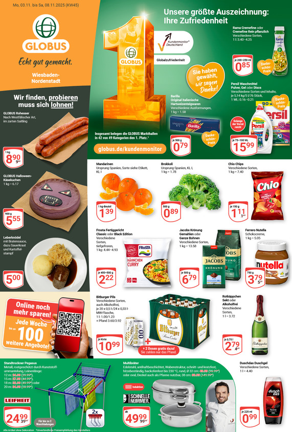 Aktuelles Werbeprospekt von GLOBUS mit Angeboten vom 03.11.2025 bis 08.11.2025