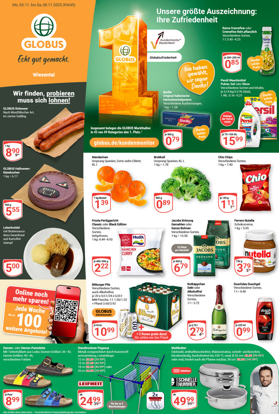 Kommendes Werbeprospekt von GLOBUS mit Angeboten vom 03.11.2025 bis 08.11.2025