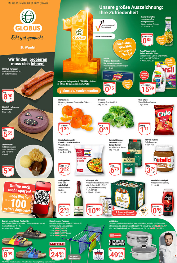 Kommendes Werbeprospekt von GLOBUS mit Angeboten vom 03.11.2025 bis 08.11.2025