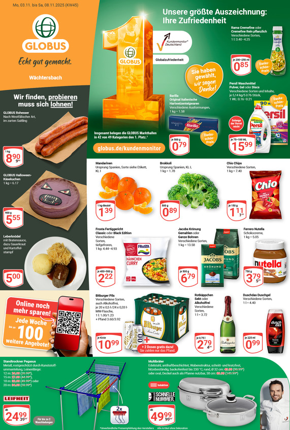 Kommendes Werbeprospekt von GLOBUS mit Angeboten vom 03.11.2025 bis 08.11.2025