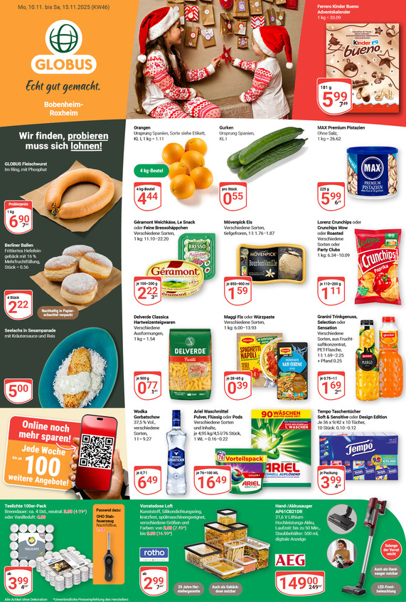 Kommendes Werbeprospekt von GLOBUS mit Angeboten vom 10.11.2025 bis 15.11.2025