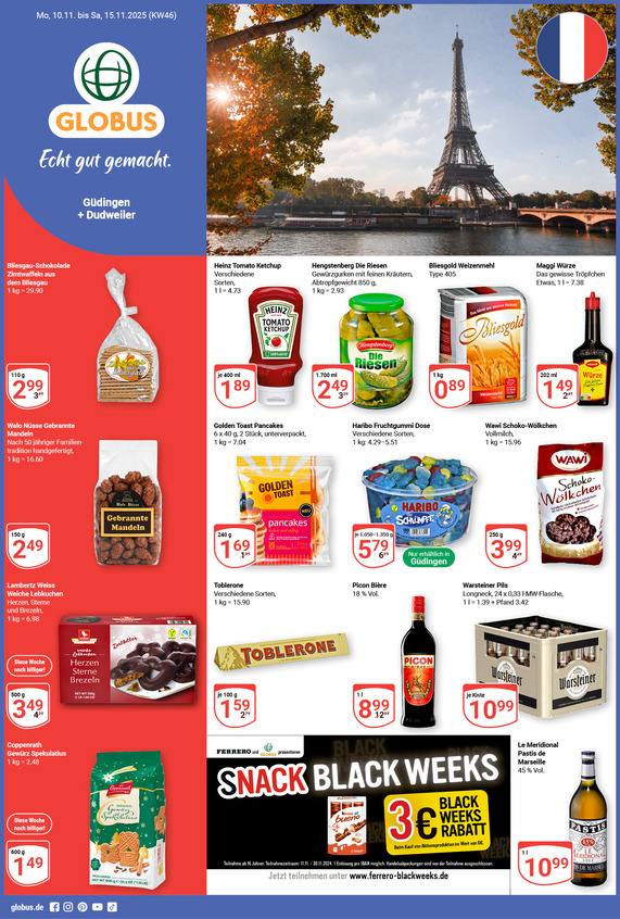 Aktuelles Werbeprospekt von GLOBUS mit Angeboten vom 10.11.2025 bis 15.11.2025