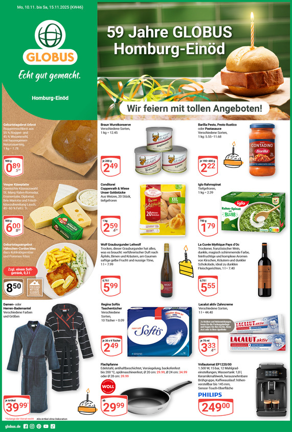 Kommendes Werbeprospekt von GLOBUS mit Angeboten vom 10.11.2025 bis 15.11.2025