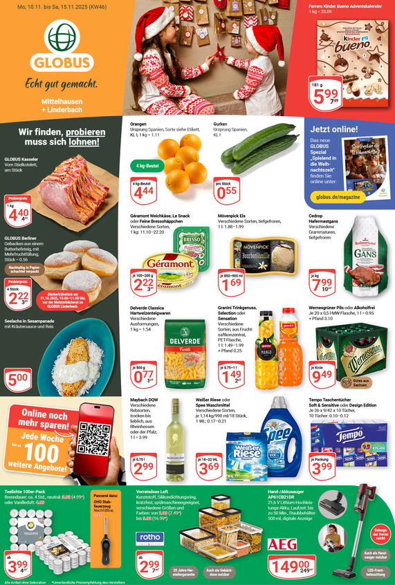 Aktuelles Werbeprospekt von GLOBUS mit Angeboten vom 10.11.2025 bis 15.11.2025