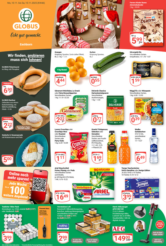 Kommendes Werbeprospekt von GLOBUS mit Angeboten vom 10.11.2025 bis 15.11.2025