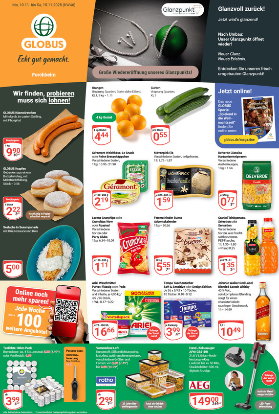 Kommendes Werbeprospekt von GLOBUS mit Angeboten vom 10.11.2025 bis 15.11.2025