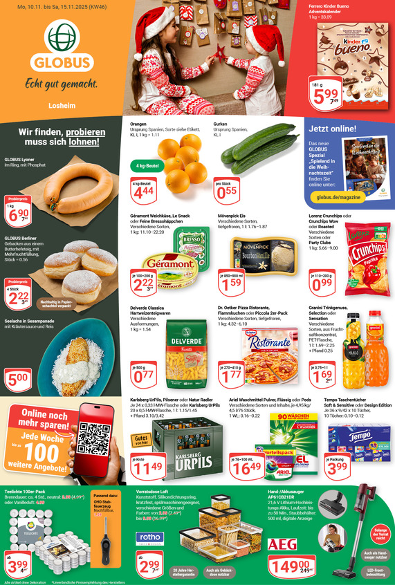 Aktuelles Werbeprospekt von GLOBUS mit Angeboten vom 10.11.2025 bis 15.11.2025