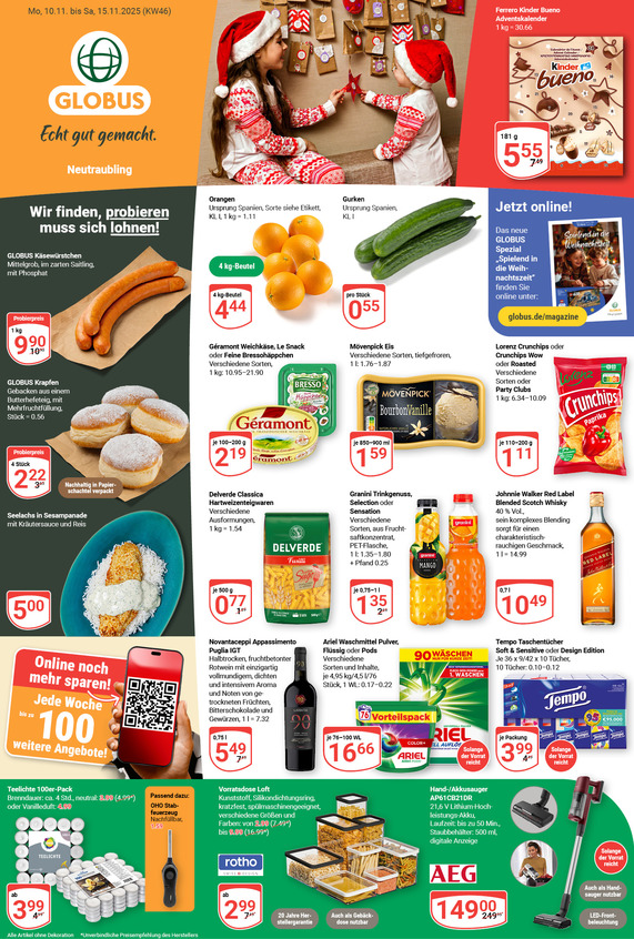 Kommendes Werbeprospekt von GLOBUS mit Angeboten vom 10.11.2025 bis 15.11.2025