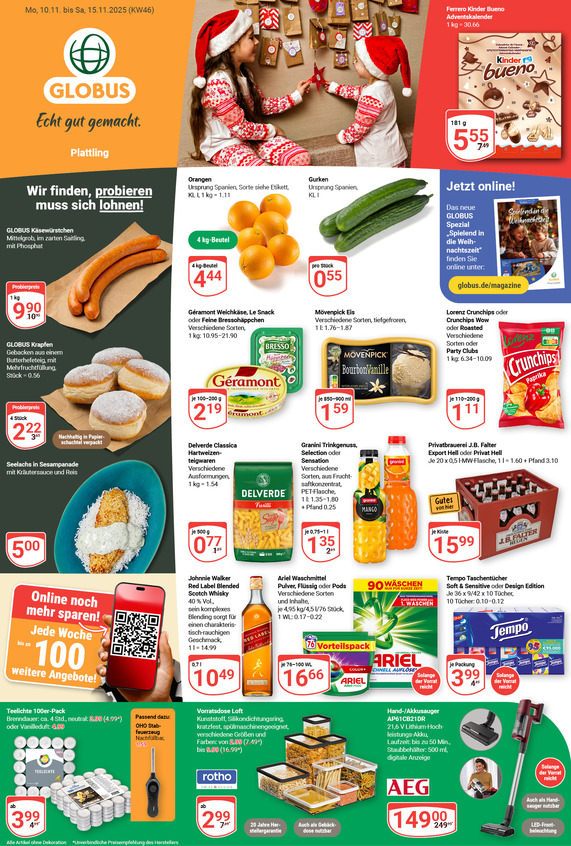 Kommendes Werbeprospekt von GLOBUS mit Angeboten vom 10.11.2025 bis 15.11.2025