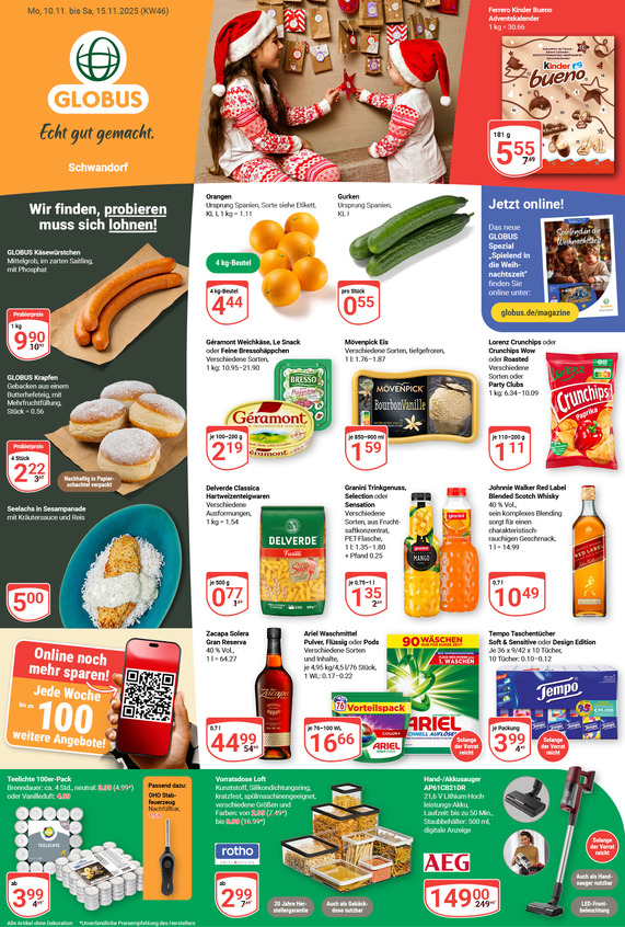 Aktuelles Werbeprospekt von GLOBUS mit Angeboten vom 10.11.2025 bis 15.11.2025