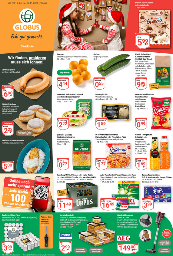 Kommendes Werbeprospekt von GLOBUS mit Angeboten vom 10.11.2025 bis 15.11.2025