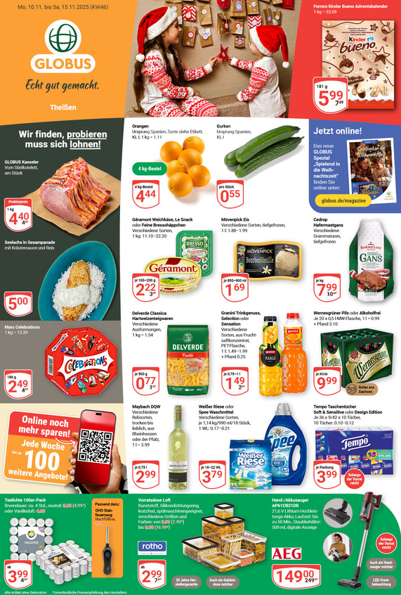 Kommendes Werbeprospekt von GLOBUS mit Angeboten vom 10.11.2025 bis 15.11.2025