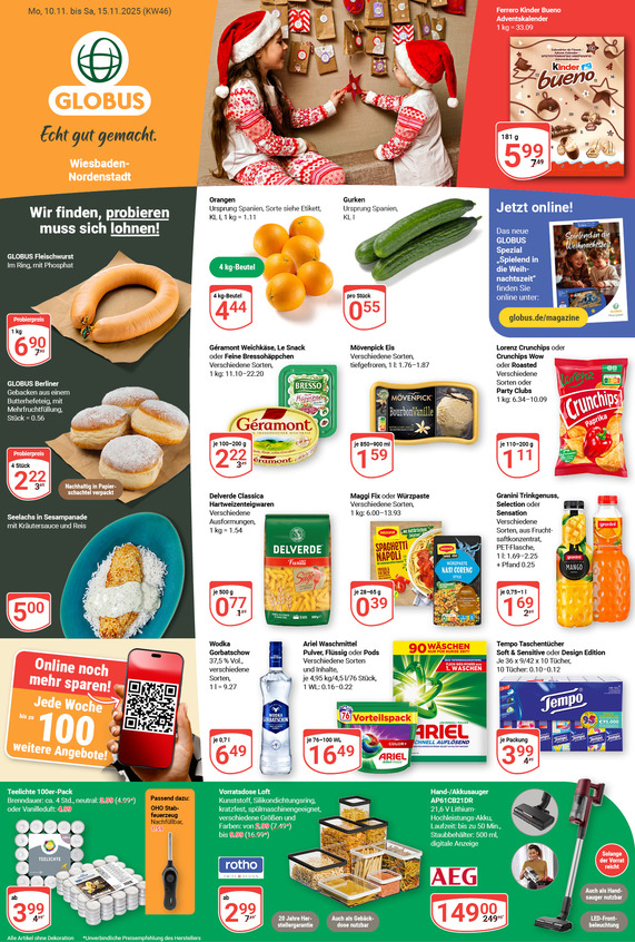 Kommendes Werbeprospekt von GLOBUS mit Angeboten vom 10.11.2025 bis 15.11.2025