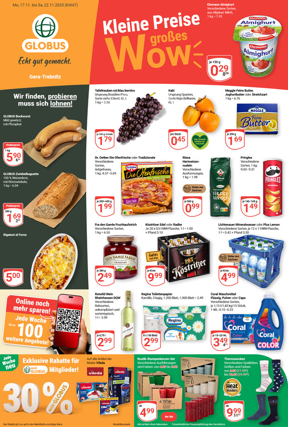 Kommendes Werbeprospekt von GLOBUS mit Angeboten vom 17.11.2025 bis 22.11.2025