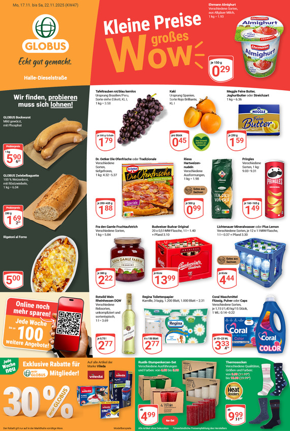 Kommendes Werbeprospekt von GLOBUS mit Angeboten vom 17.11.2025 bis 22.11.2025