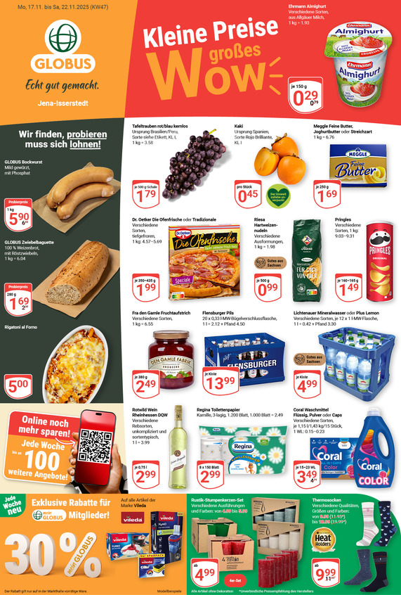 Kommendes Werbeprospekt von GLOBUS mit Angeboten vom 17.11.2025 bis 22.11.2025