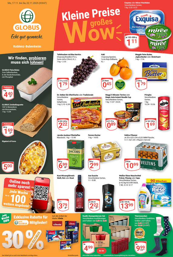 Kommendes Werbeprospekt von GLOBUS mit Angeboten vom 17.11.2025 bis 22.11.2025