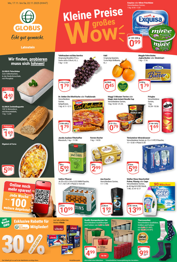 Kommendes Werbeprospekt von GLOBUS mit Angeboten vom 17.11.2025 bis 22.11.2025