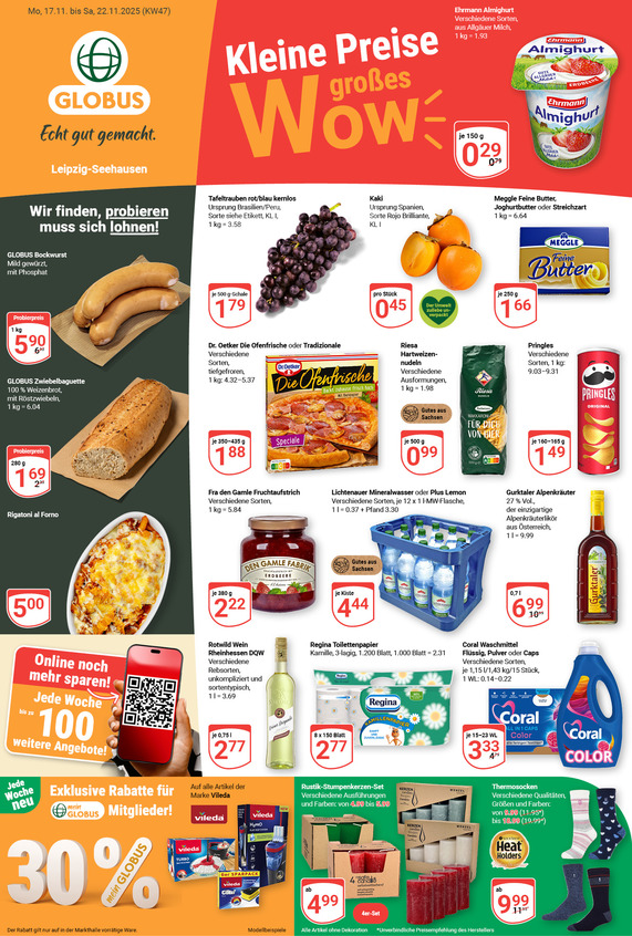 Kommendes Werbeprospekt von GLOBUS mit Angeboten vom 17.11.2025 bis 22.11.2025