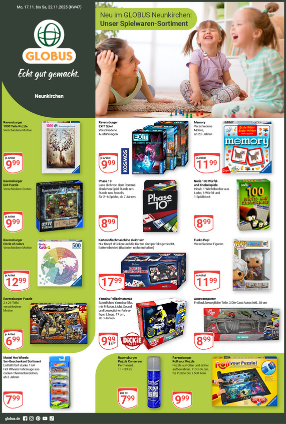 Aktuelles Werbeprospekt von GLOBUS mit Angeboten vom 17.11.2025 bis 22.11.2025