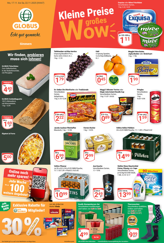 Kommendes Werbeprospekt von GLOBUS mit Angeboten vom 17.11.2025 bis 22.11.2025