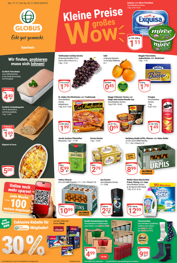 Kommendes Werbeprospekt von GLOBUS mit Angeboten vom 17.11.2025 bis 22.11.2025