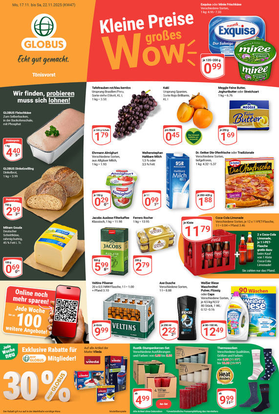 Kommendes Werbeprospekt von GLOBUS mit Angeboten vom 17.11.2025 bis 22.11.2025