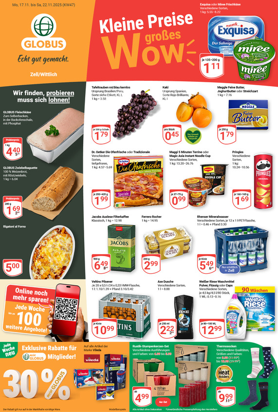 Kommendes Werbeprospekt von GLOBUS mit Angeboten vom 17.11.2025 bis 22.11.2025