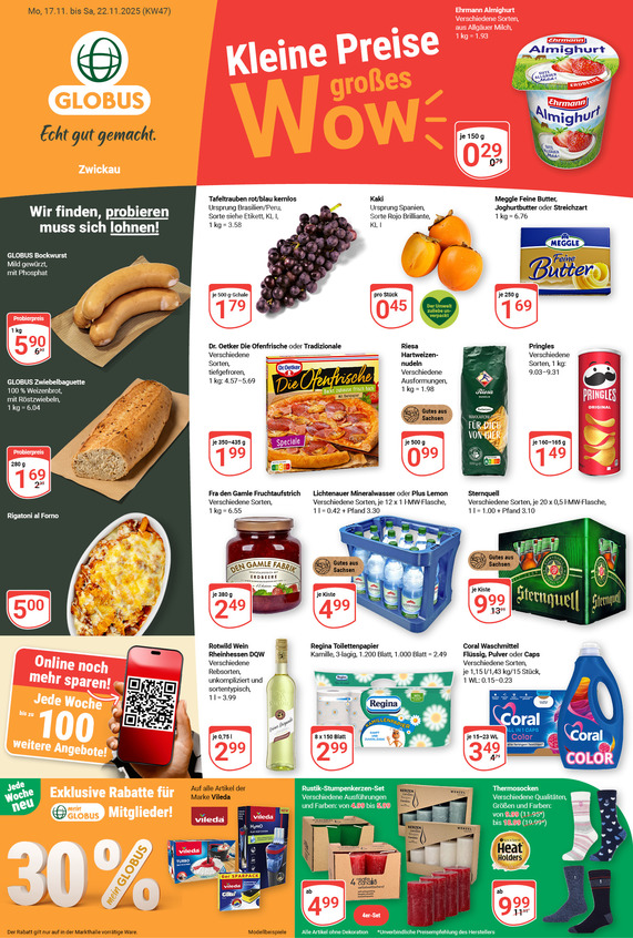 Kommendes Werbeprospekt von GLOBUS mit Angeboten vom 17.11.2025 bis 22.11.2025