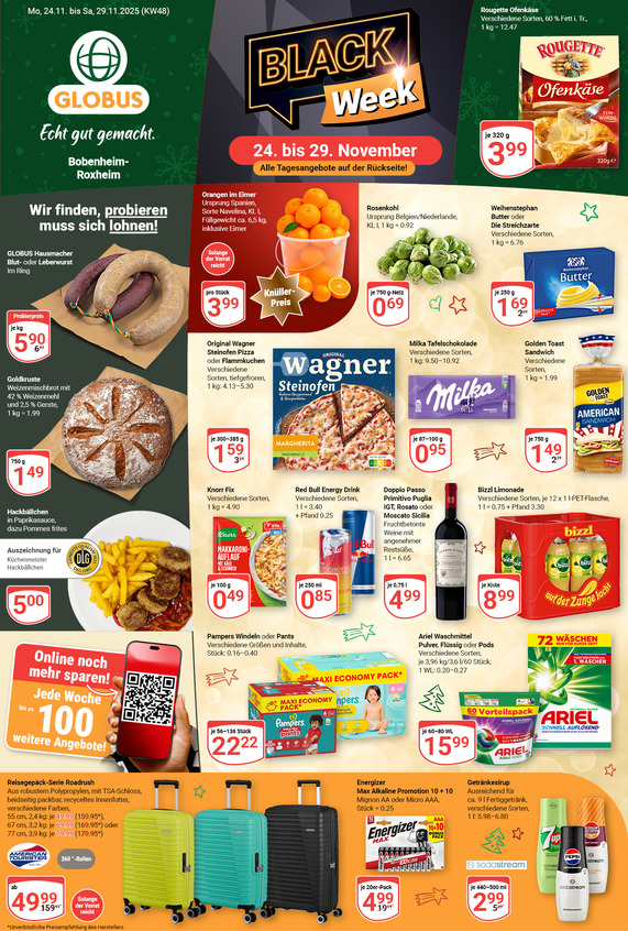 Kommendes Werbeprospekt von GLOBUS mit Angeboten vom 24.11.2025 bis 29.11.2025